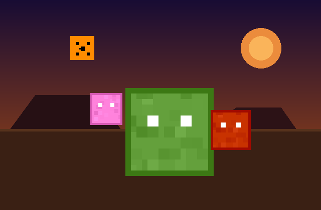 Orge'inz Trail — goblin, fairy, and dragon sprites on the mesa at dusk