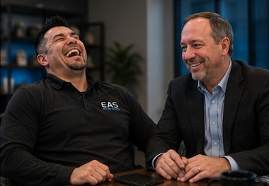 Jade Chancey and Tim Calabro laughing together