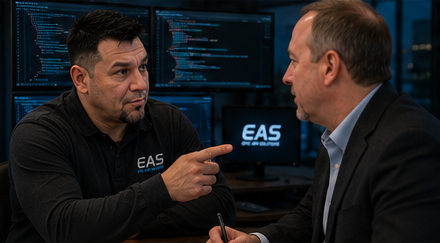 EAS team reviewing a working build