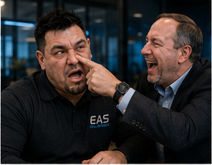 Tim joking with Jade during a meeting