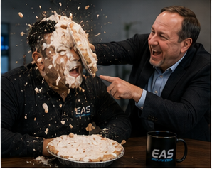 A deliberately over-the-top pie-in-the-face project review