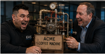 Jade and Tim presenting the ACME coffee machine