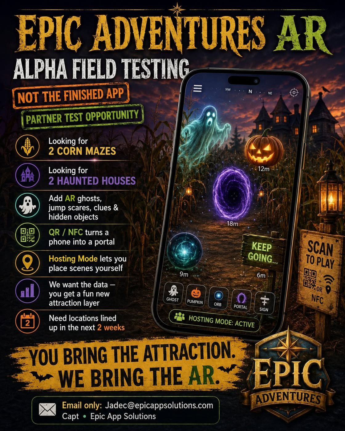 Epic Adventures AR alpha field testing programme