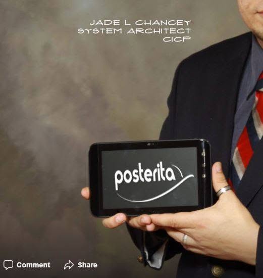 Archived project image crediting Jade L. Chancey as System Architect beside a tablet displaying Posterita