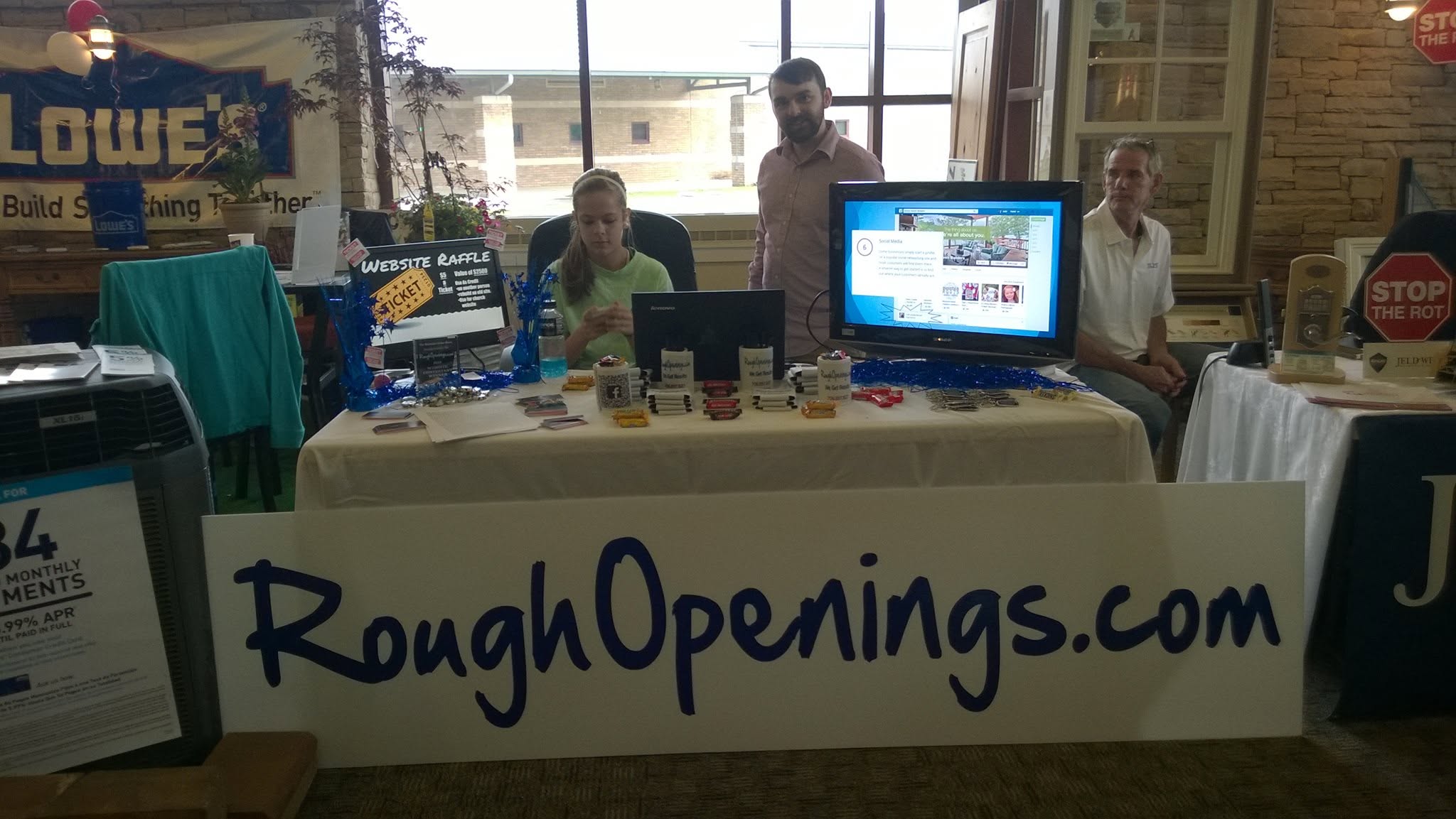 Small community show booth assembled around the available budget