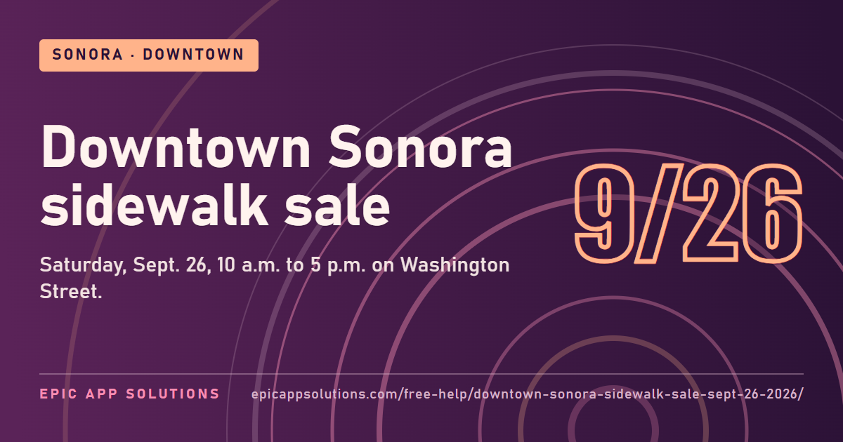 Downtown Sonora Sidewalk Sale Set for Sept. 26