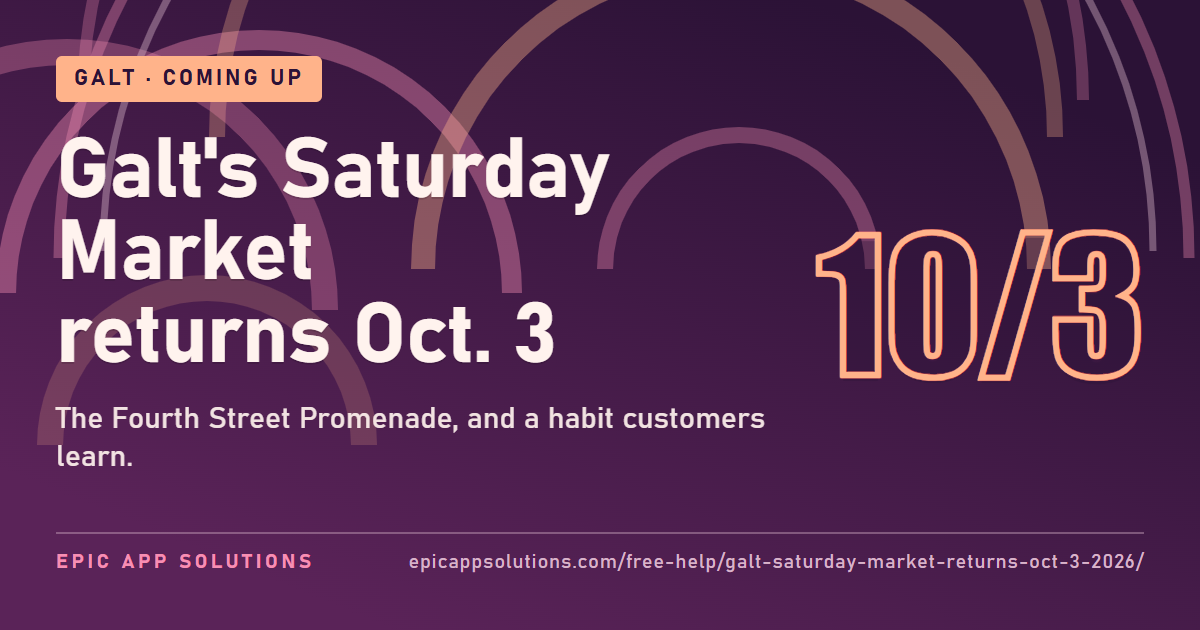 Galt's Saturday Market Returns Oct. 3