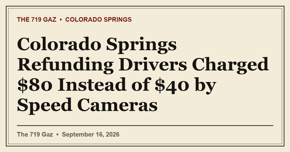Colorado Springs Refunding Drivers Charged $80 Instead of $40 by Speed Cameras