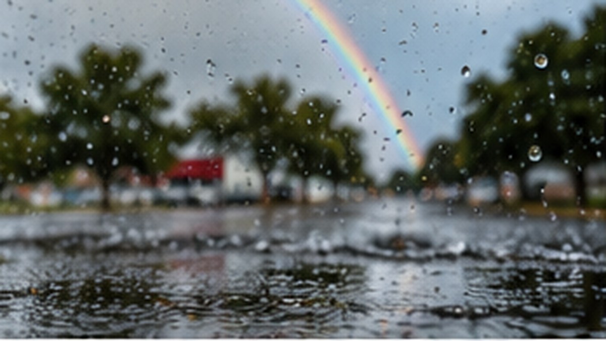 Rain falling on a Central Valley street during an unusual late-August weather event in California's 209.