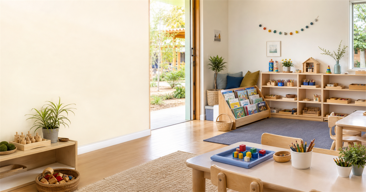 Calm, organized preschool classroom and learning environment