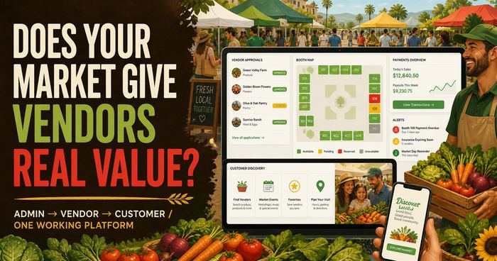 Farmers market platform connecting organizers, vendors, and shoppers