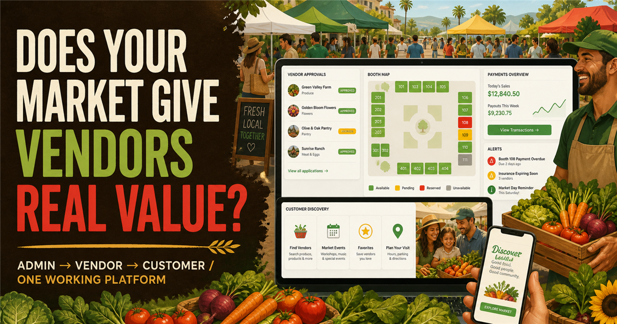 Farmers Market Platform website and mobile experience