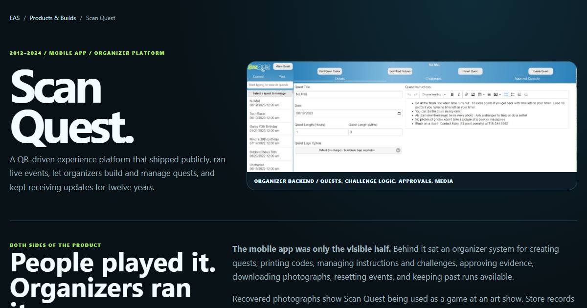 Scan Quest mobile game platform