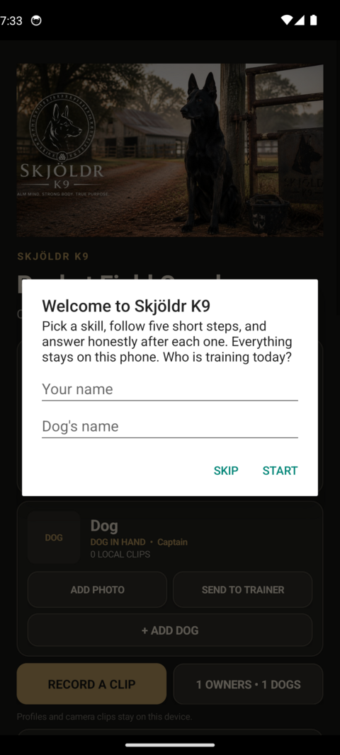 First-run welcome dialog