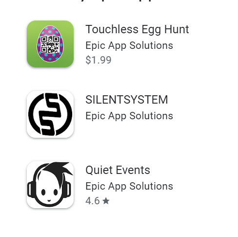 picture of more apps published by epic app solutions, touchless egg hunt, slitensystem, quiet events